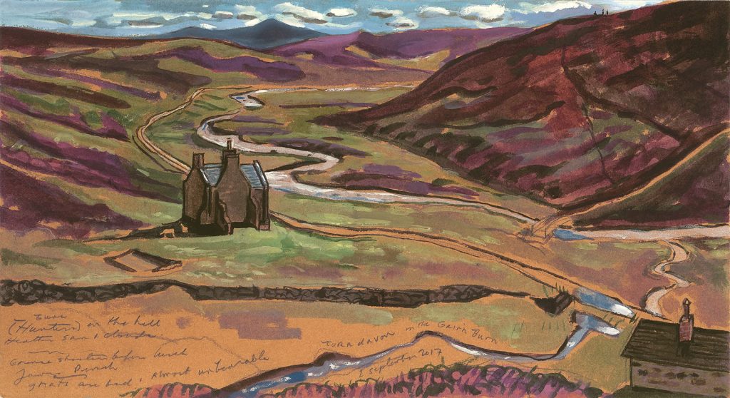 A landscape drawing by James Prosek who was one of our first artists in residence