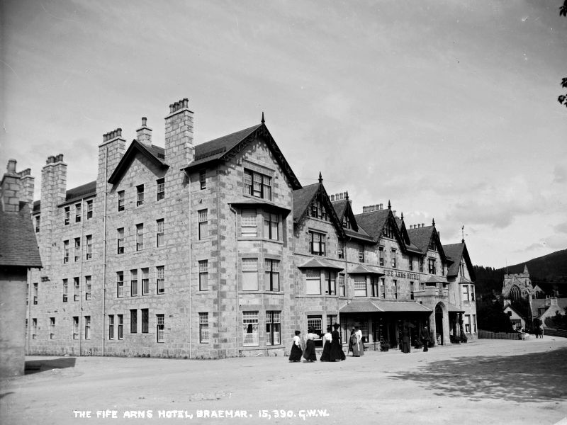 Exterior of the Fife Arms hotel photographed approximately 1880.